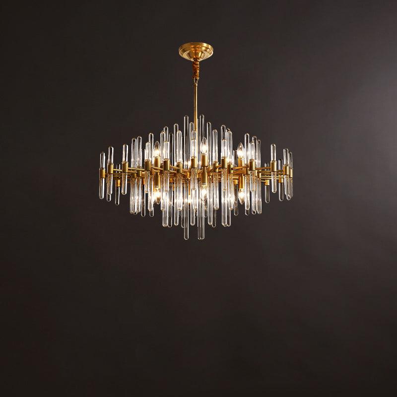 Vintage Antique Brass Modern Crystal Chandelier