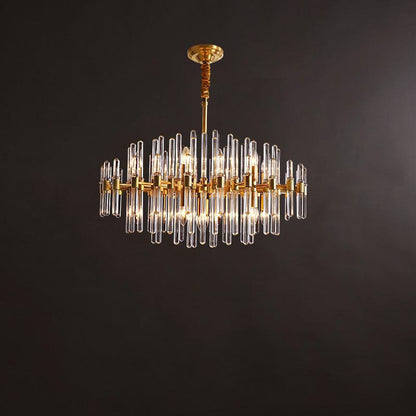 Vintage Antique Brass Modern Crystal Chandelier