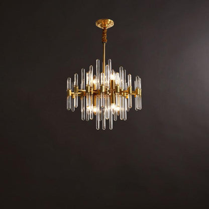 Vintage Antique Brass Modern Crystal Chandelier