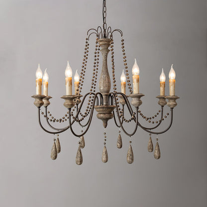 Candle Style Beaded Vintage Metal Chandelier