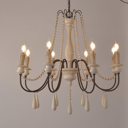 Candle Style Beaded Vintage Metal Chandelier