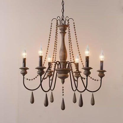 Candle Style Beaded Vintage Metal Chandelier