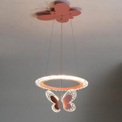 Cartoon Butterfly Acrylic Eclectic Metal Pendant Lamp