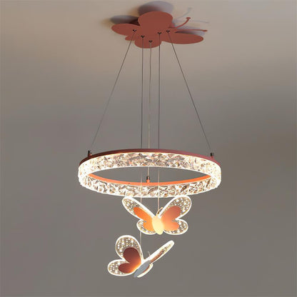 Cartoon Butterfly Acrylic Eclectic Metal Pendant Lamp