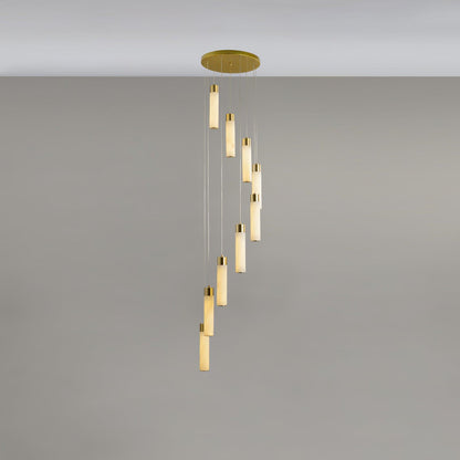 Celestial Alabaster Cascade Minimalist Brass Chandelier