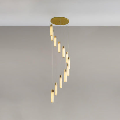 Celestial Alabaster Cascade Minimalist Brass Chandelier