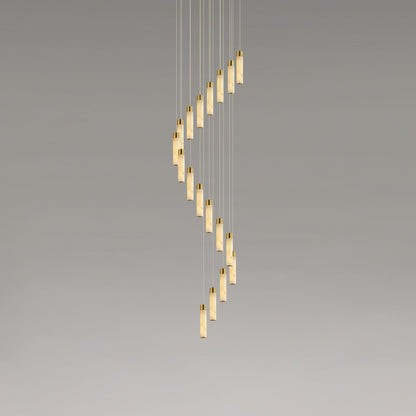 Celestial Alabaster Cascade Minimalist Brass Chandelier