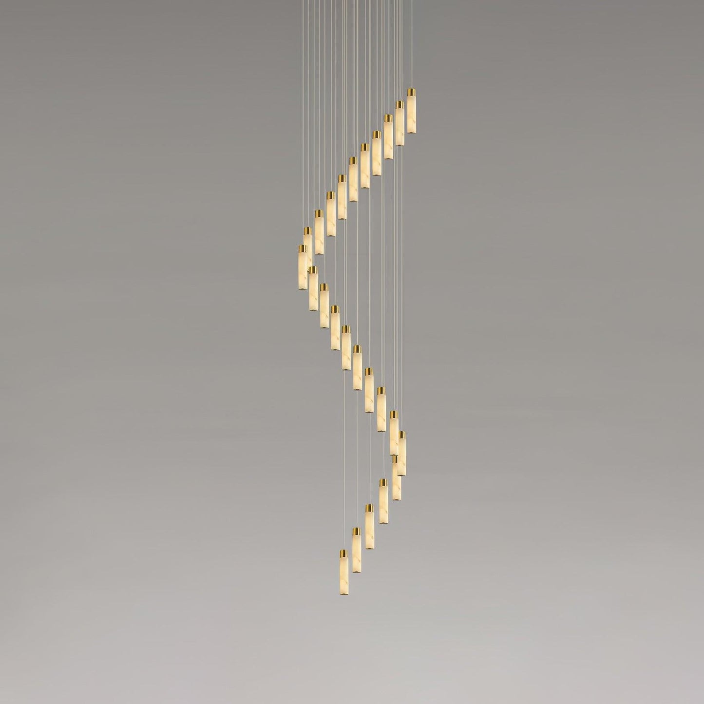 Celestial Alabaster Cascade Minimalist Brass Chandelier