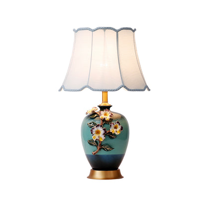 Ceramic Pattern Eclectic Metal Table Lamp