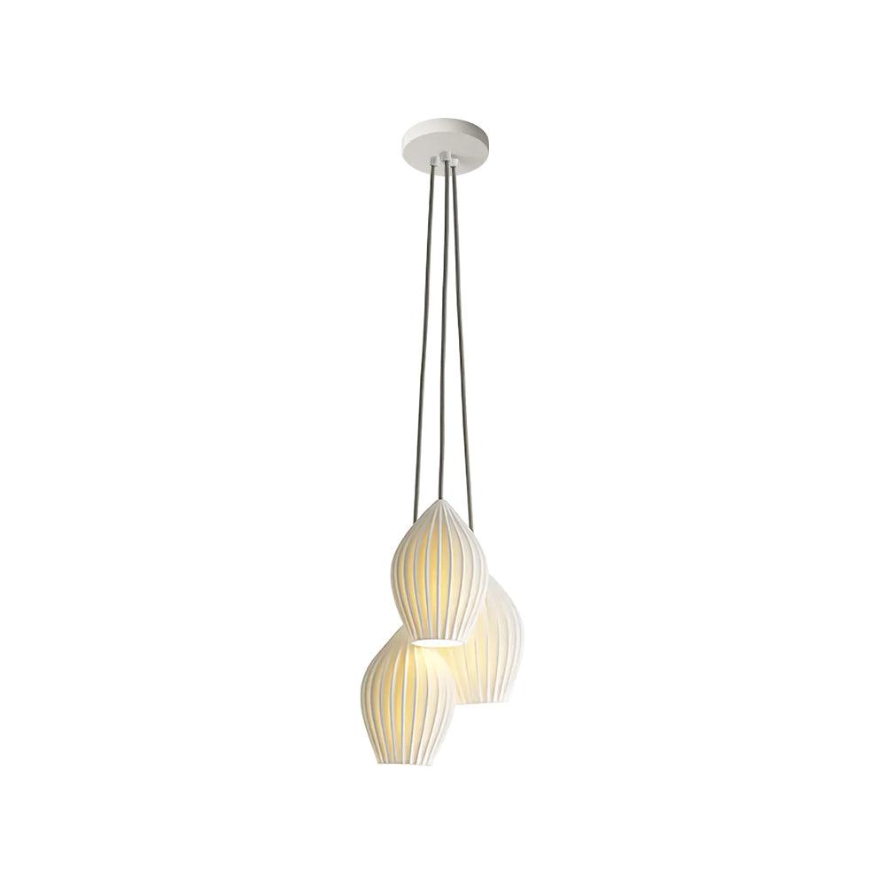 Ceramic Ribbed Eclectic Crystal Pendant light