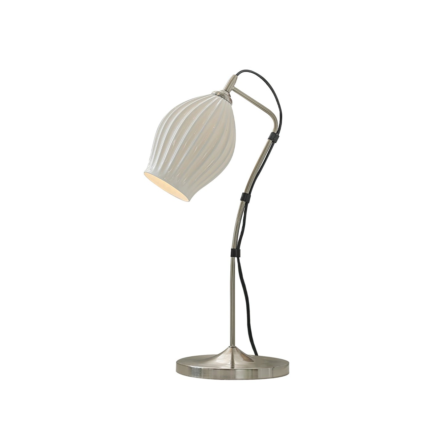 Ceramic Ribbed Eclectic Metal Table Lamp