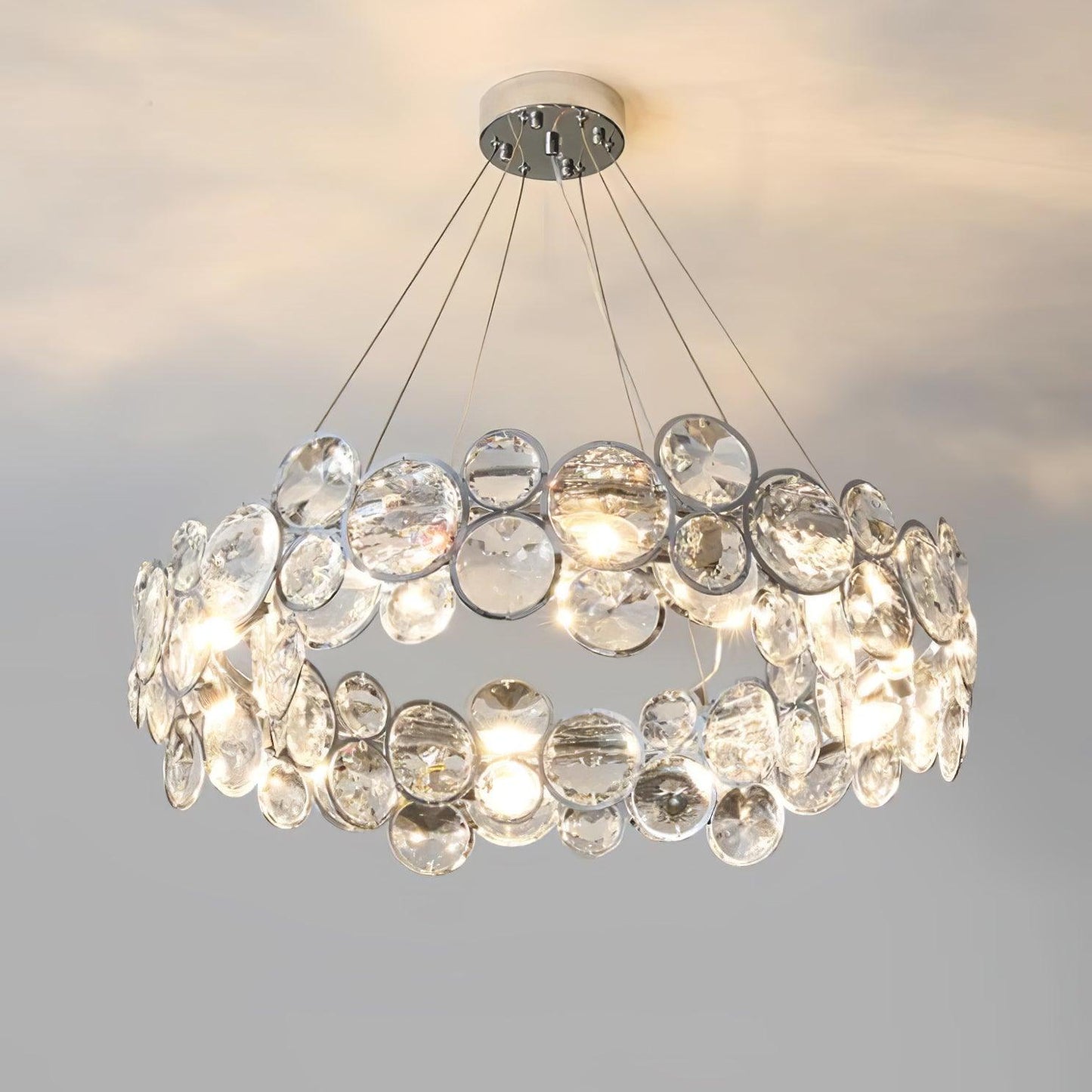 Chrome Round Crystal Modern Steel Chandelier