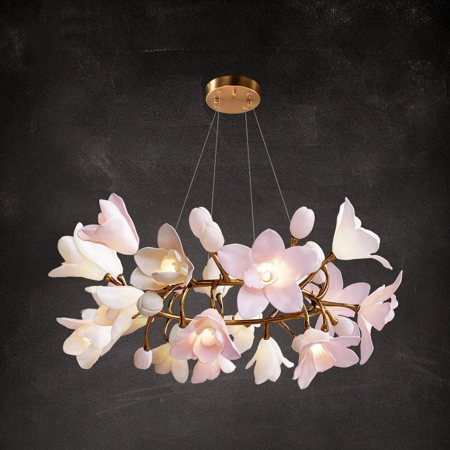 Circular Blossom Art Deco Ceramic Chandelier