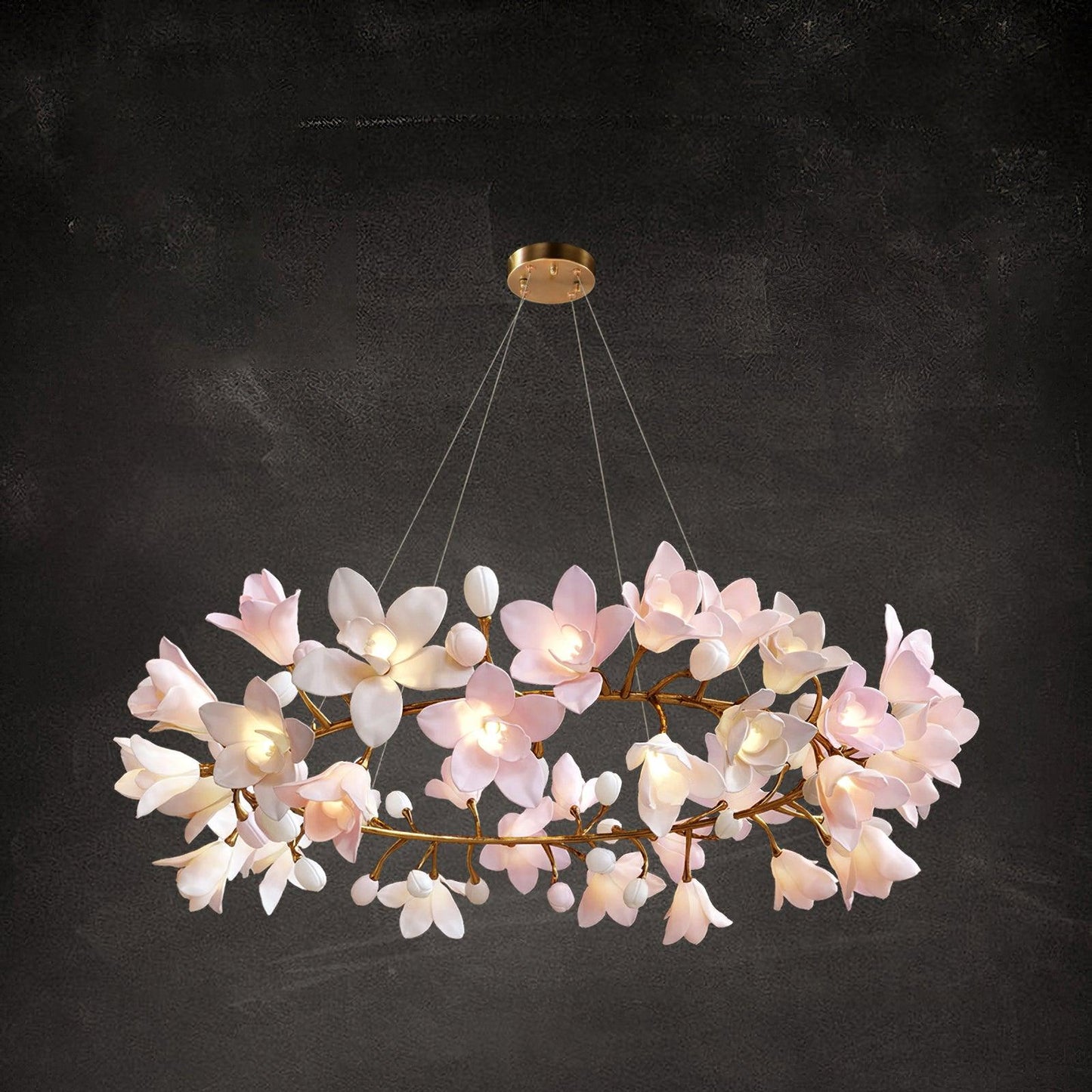 Circular Blossom Art Deco Ceramic Chandelier