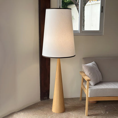 Faux Wood Conical Rustic Metal Floor Lamp