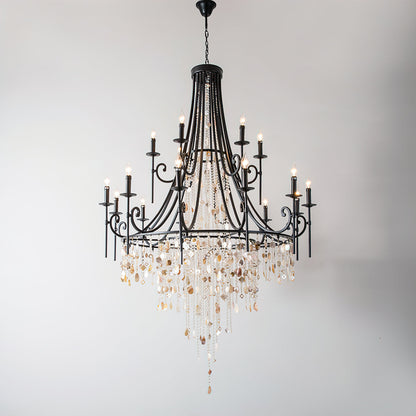 Tatum Lux Shell Crystal Eclectic Metal Chandelier