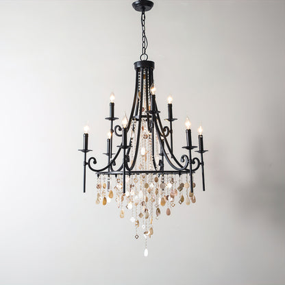 Tatum Lux Shell Crystal Eclectic Metal Chandelier