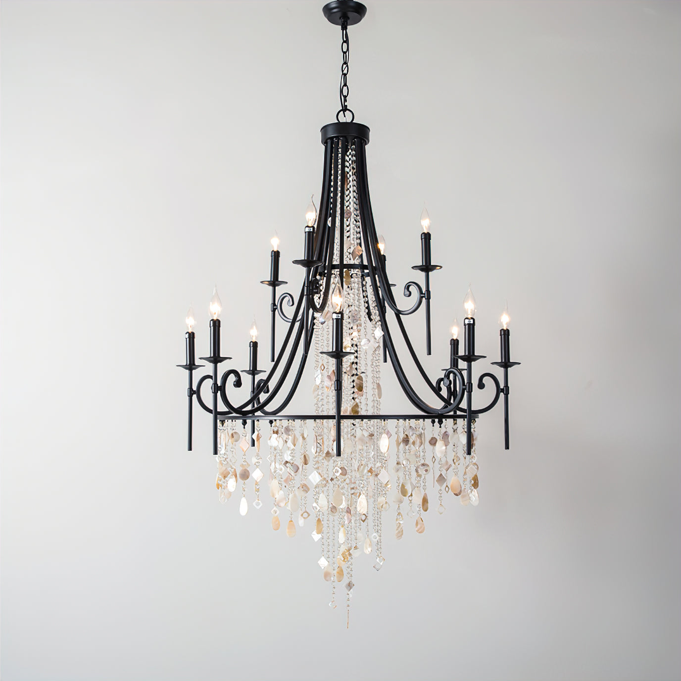 Tatum Lux Shell Crystal Eclectic Metal Chandelier