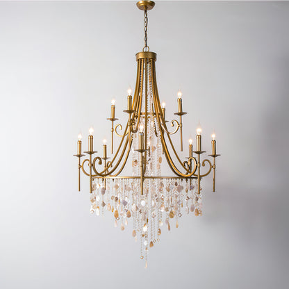 Tatum Lux Shell Crystal Eclectic Metal Chandelier