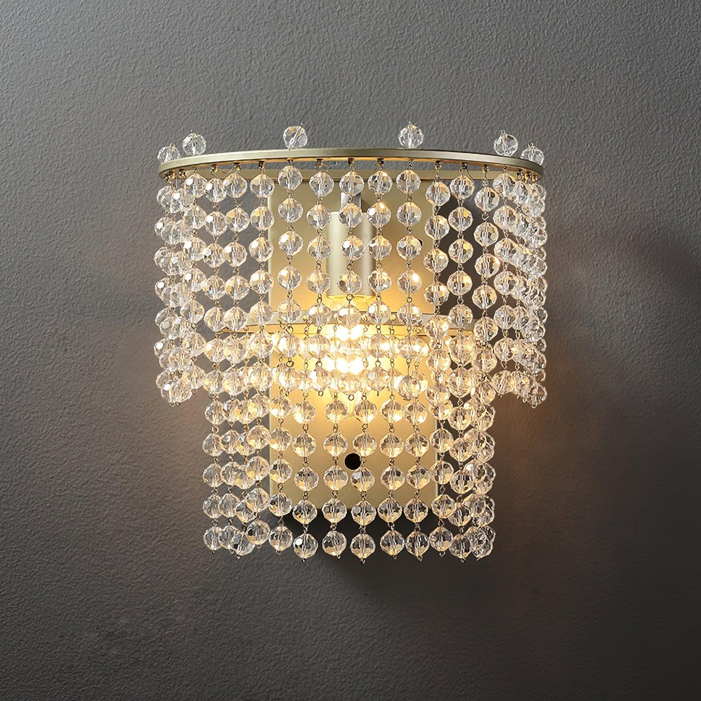 Crystal Waterfall Eclectic Metal Wall Light