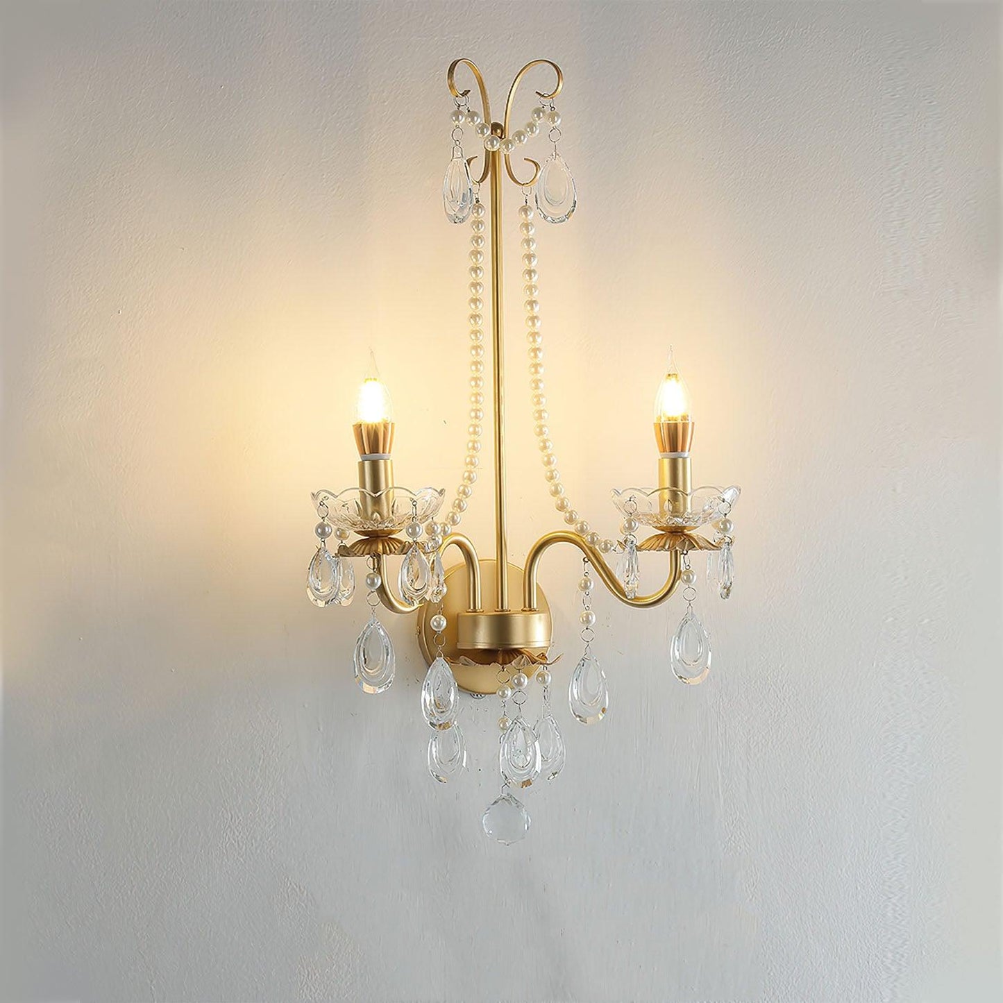 Crystal Pearl Chain Classic Wall Lamp