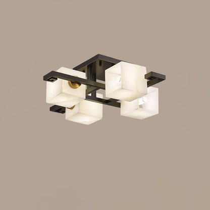 Cubist Alabaster Cluster Luxury Metal Ceiling Lamp