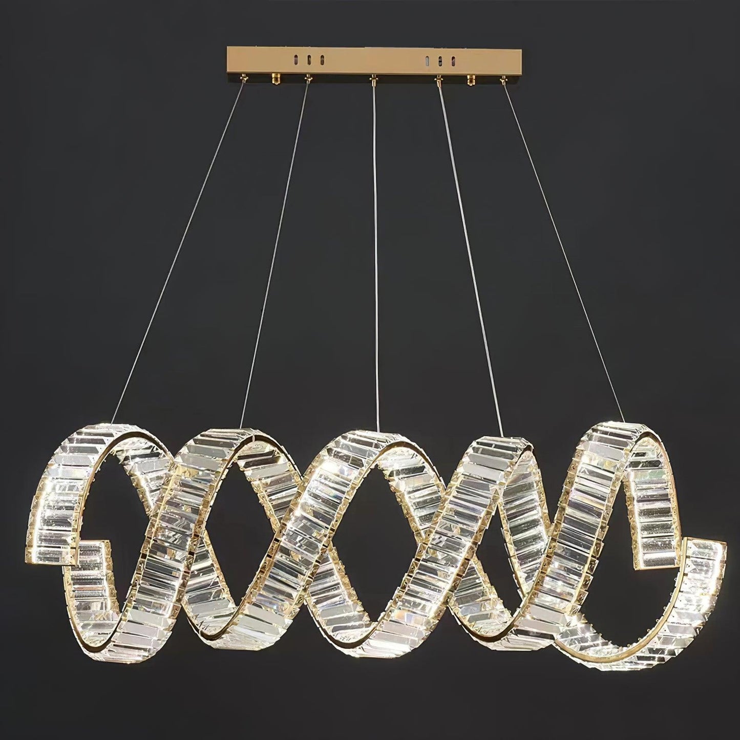 Curved LED Eclectic Metal Chandelier