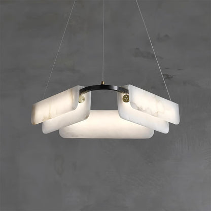 Delia Alabaster Minimalist Brass Chandelier