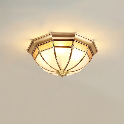 Dome Brass Flush Traditional Crystal Ceiling Lamp