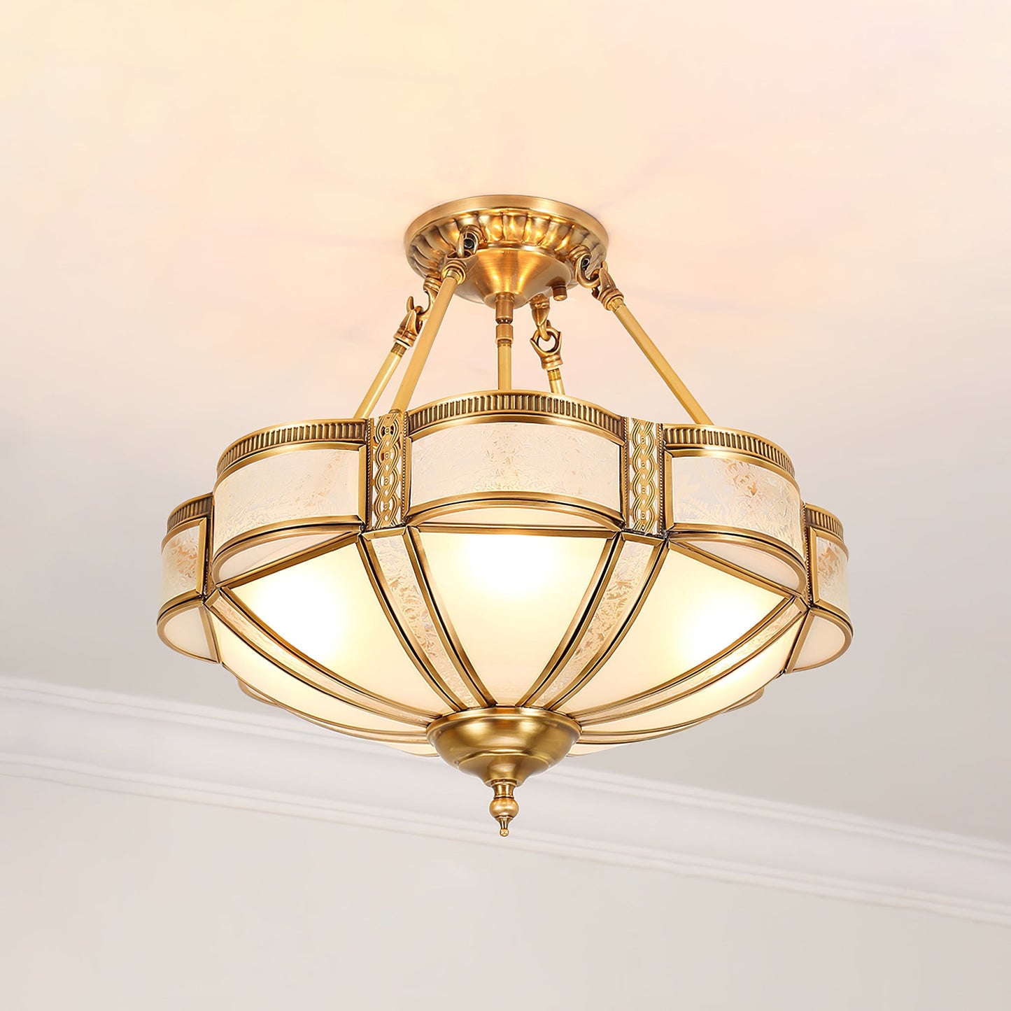 Floral Brass Vintage Crystal Ceiling Lamp