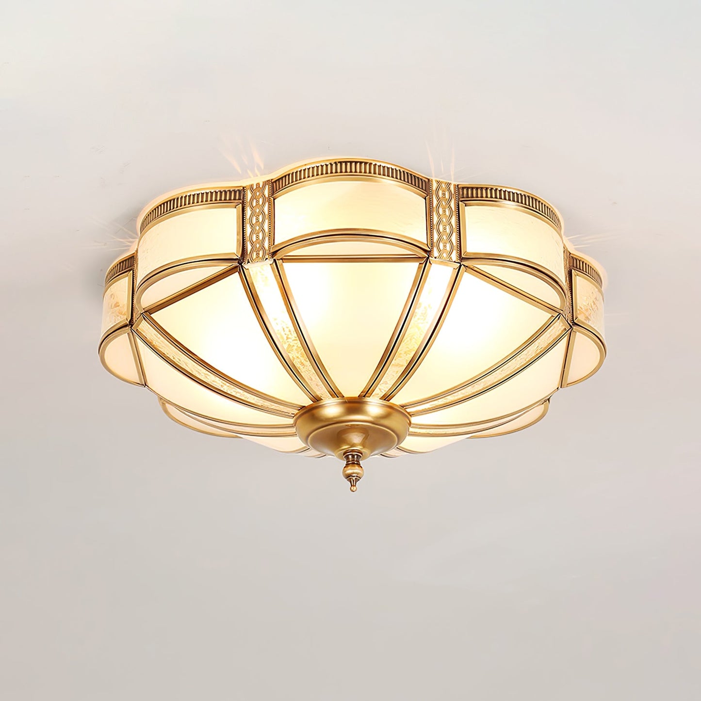 Floral Brass Vintage Crystal Ceiling Lamp