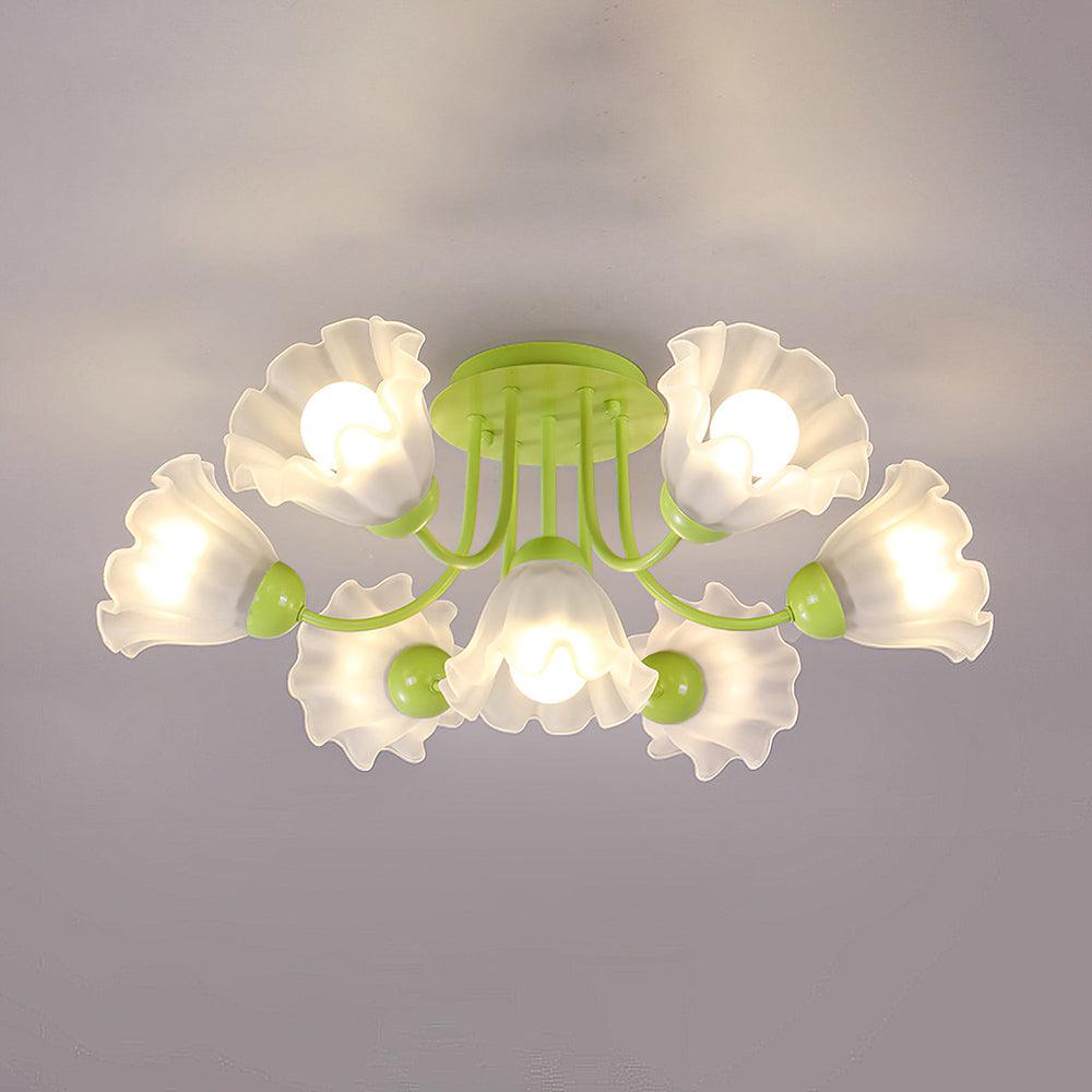 Floral Sculpted Eclectic Crystal Ceiling Lamp