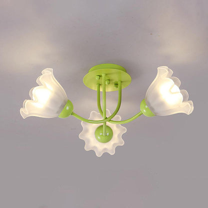 Floral Sculpted Eclectic Crystal Ceiling Lamp