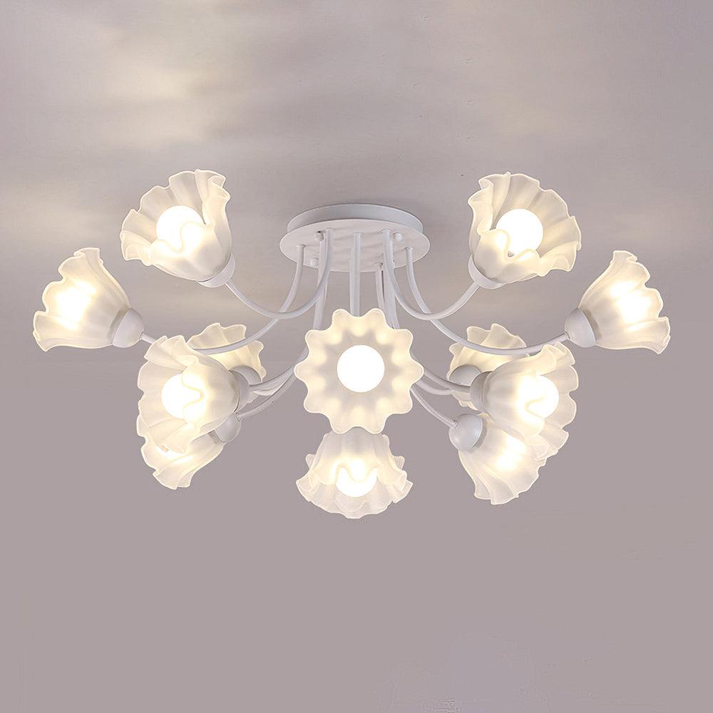 Floral Sculpted Eclectic Crystal Ceiling Lamp