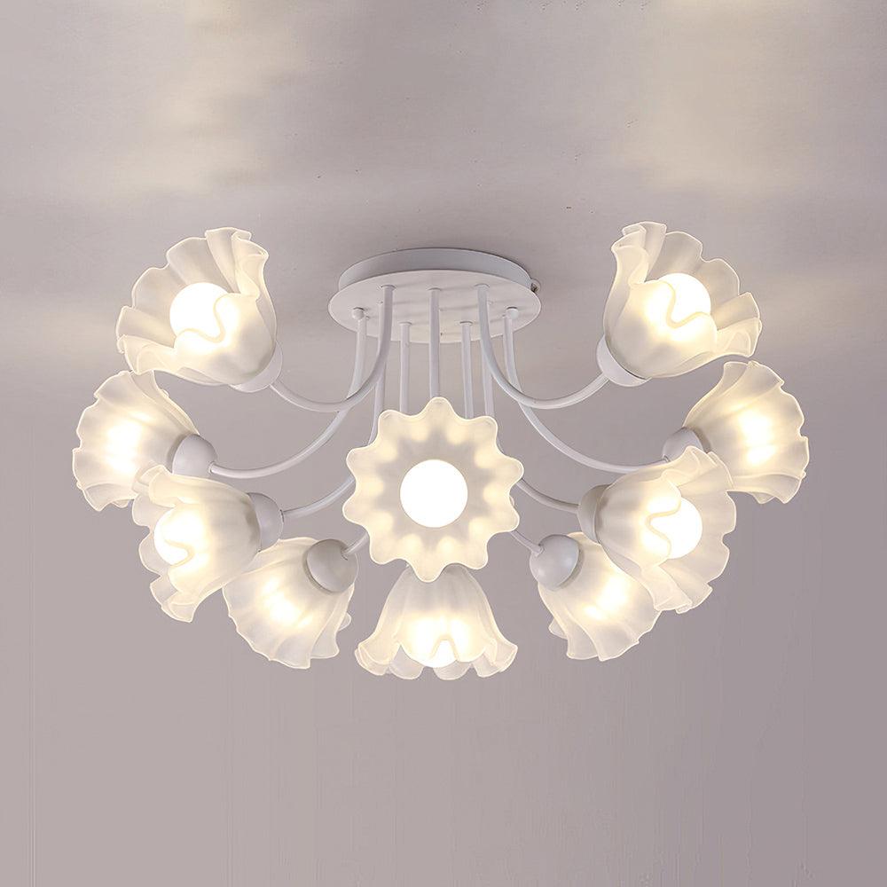 Floral Sculpted Eclectic Crystal Ceiling Lamp