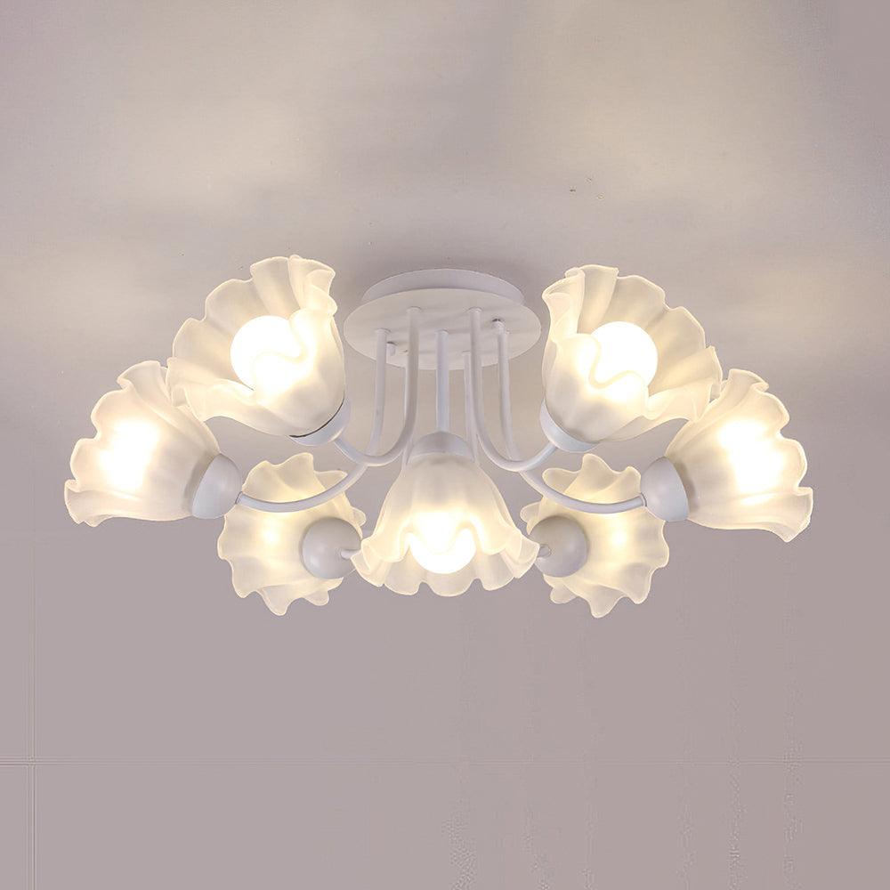 Floral Sculpted Eclectic Crystal Ceiling Lamp