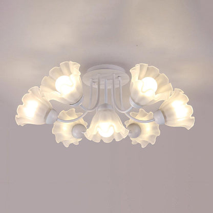 Floral Sculpted Eclectic Crystal Ceiling Lamp