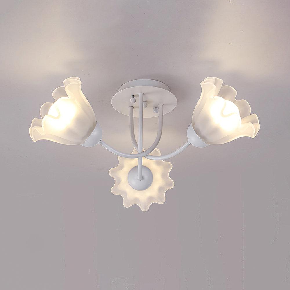 Floral Sculpted Eclectic Crystal Ceiling Lamp