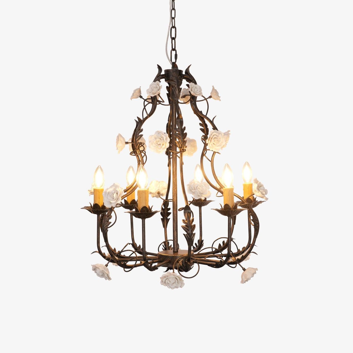 Florentine Rose Garden Vintage Metal Chandelier