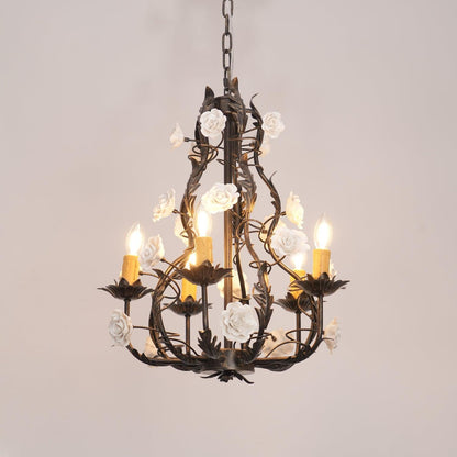 Florentine Rose Garden Vintage Metal Chandelier