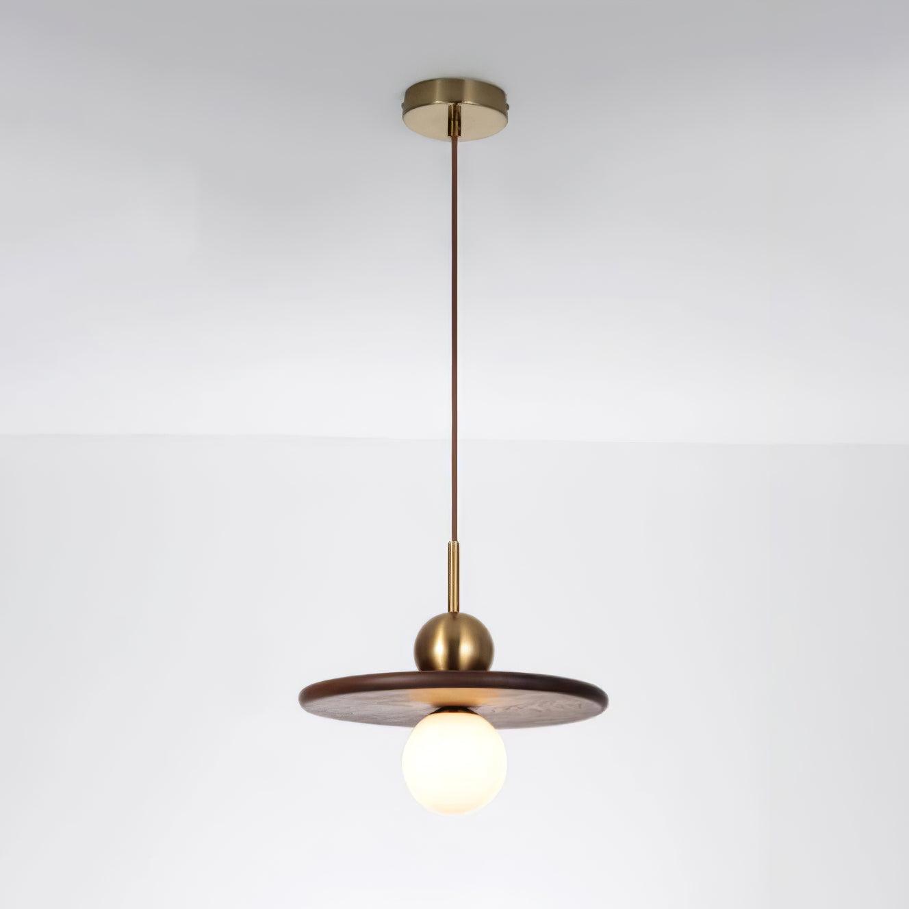 Flying Saucer Walnut Modern Crystal Pendant Lamp