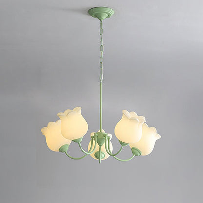 French Lily Vintage Metal Chandelier