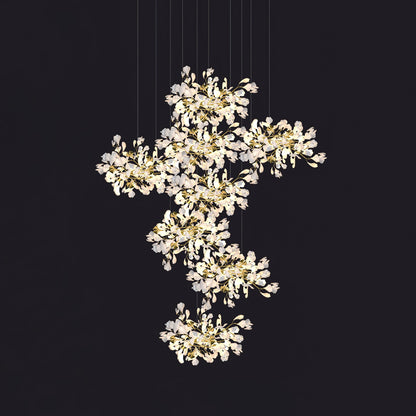 Gingko Leaves Eclectic Metal Chandelier