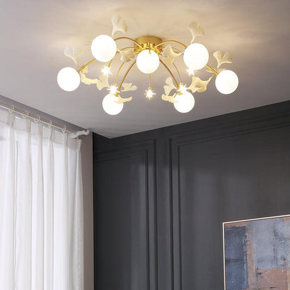 Ginkgo Eclectic Crystal Ceiling Lamp