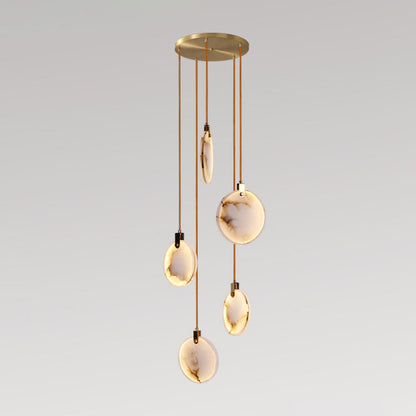 Harvest Alabaster Contemporary Brass Pendant Lamp