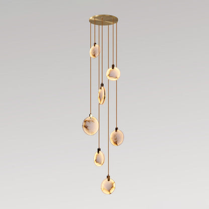 Harvest Alabaster Contemporary Brass Pendant Lamp