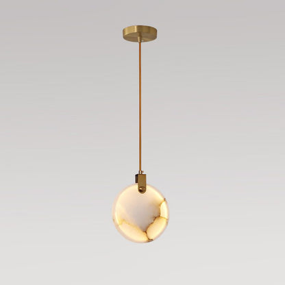 Harvest Alabaster Contemporary Brass Pendant Lamp