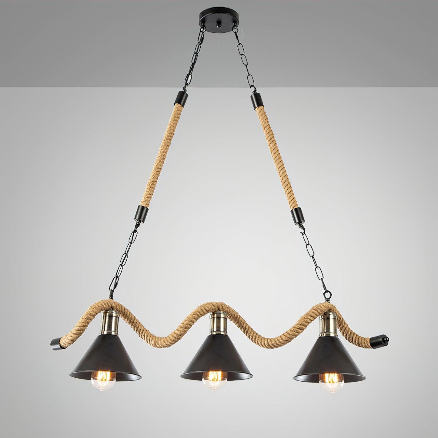 Hemp Rope Industrial Wave Retro Material Chandelier