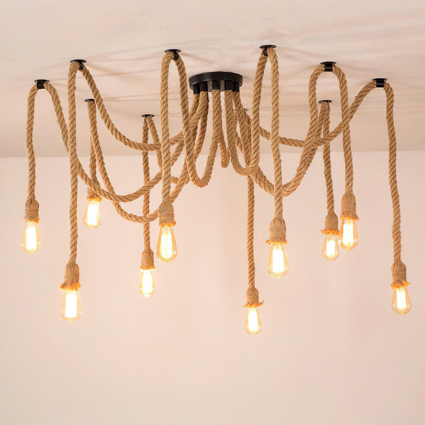 Hemp Rope Scattered Flower Retro Material Chandelier