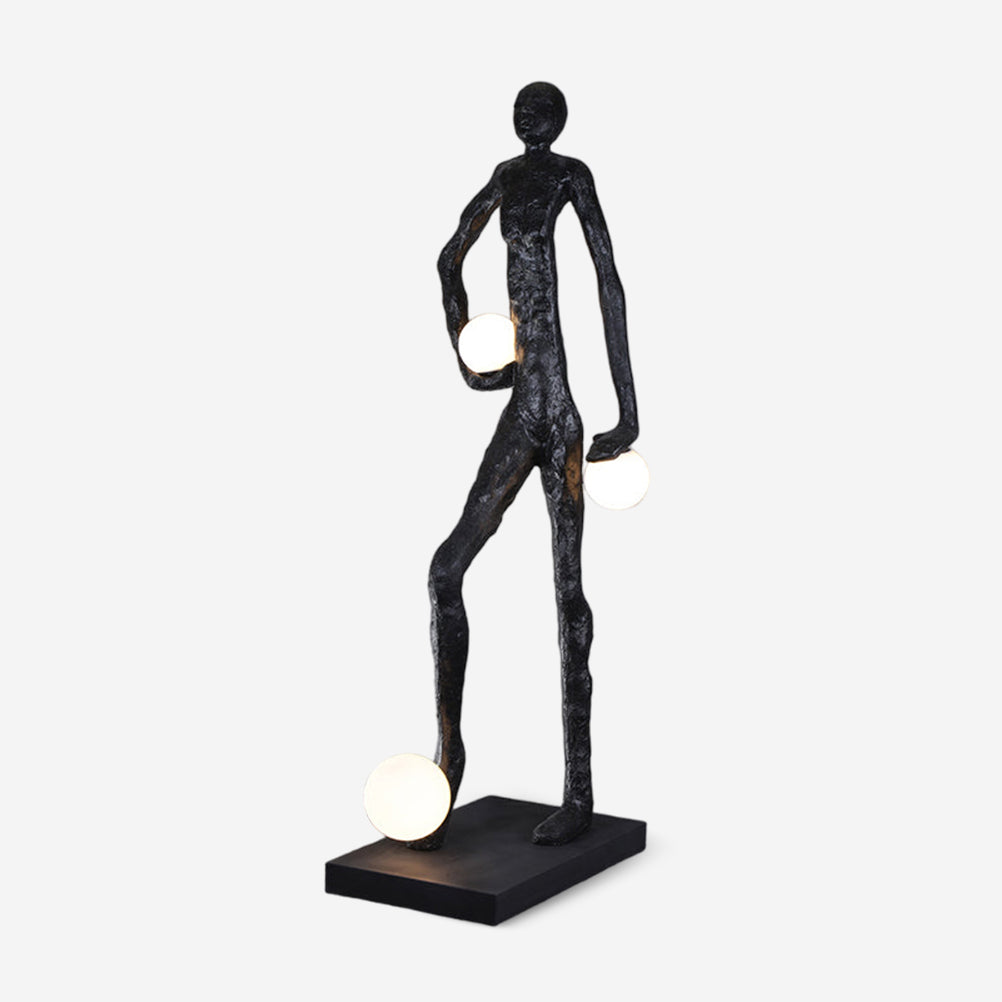 Kicking Ball Sculpture Character Eclectic Crystal Floor Lamp